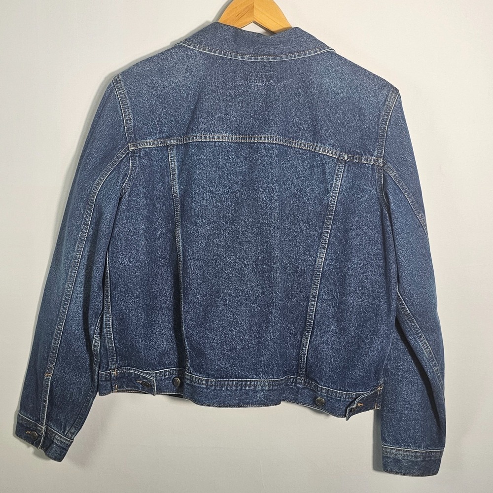 Vintage IZOD Blue Denim Jean Trucker Jacket Women's Size L Classic Button Front - Picture 5 of 11